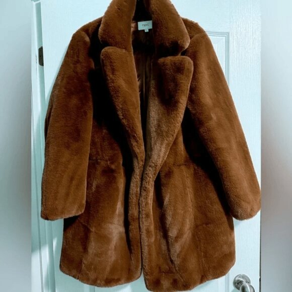 NEXT Chestnut Soft Faux Fur Winter Coat, BROWN, Size L - Picture 1 of 4